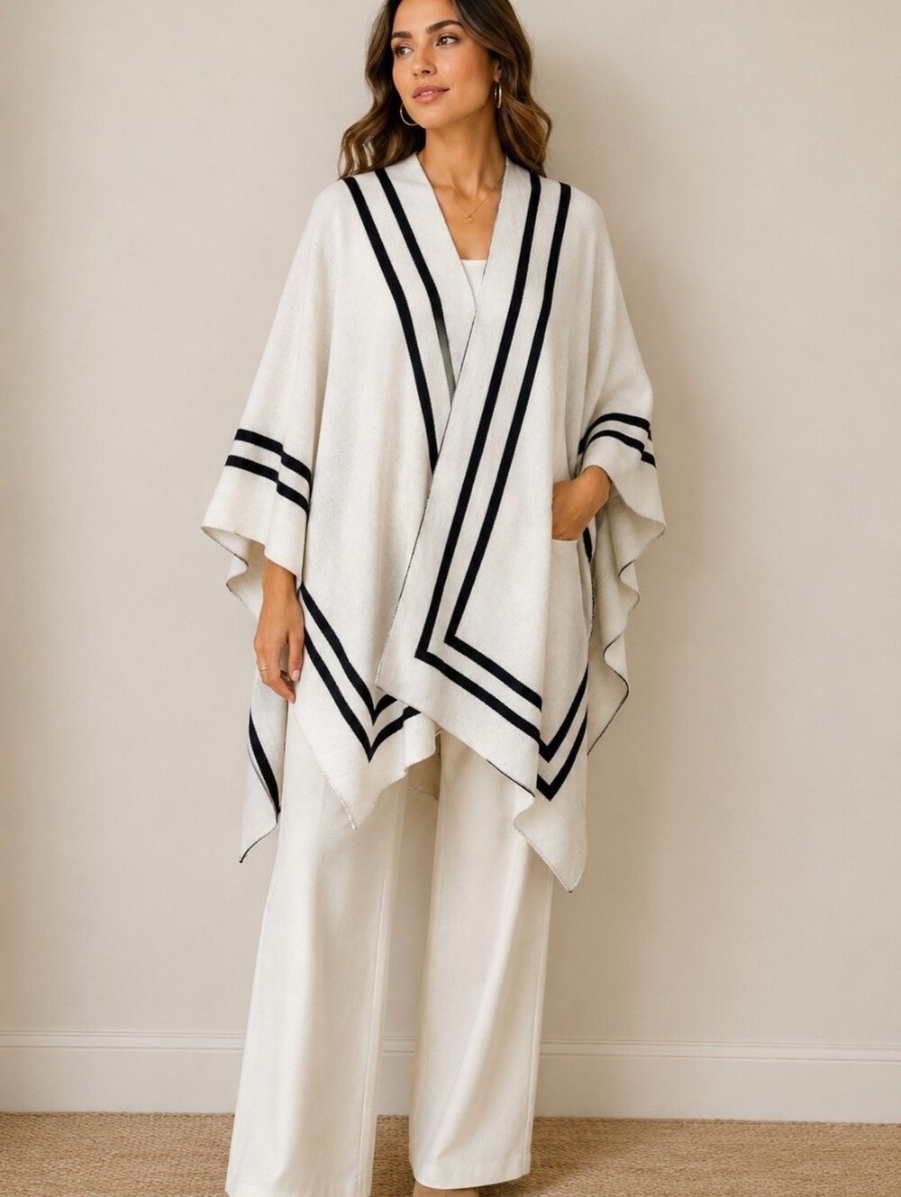 Navy Lauren Ralph Lauren Nautical Cape Poncho Coastal Preppy Academia Minimalist - Picture 2 of 10